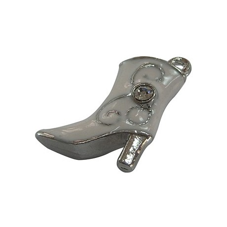 Cowboy støvle hvid med stene 21 mm