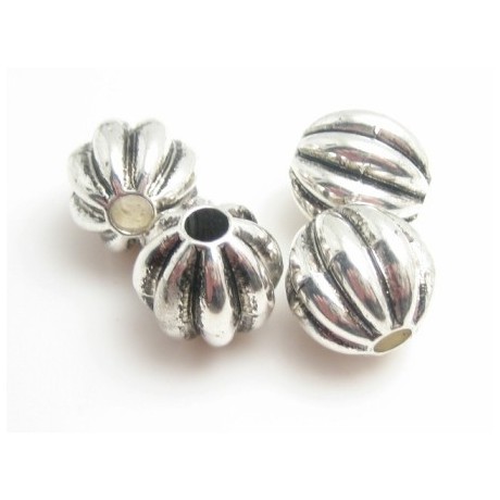 Sølv perle med mønster 14  / 3  mm - 4 STK