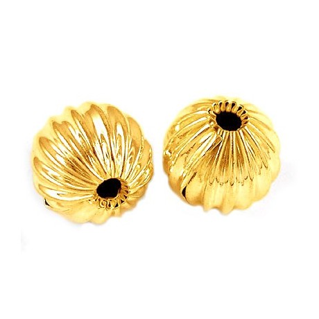 Rillet perle  guld 10 mm - 1 stk