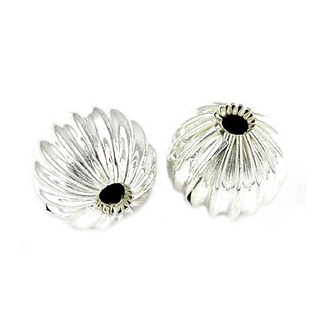 Rillet perle sølv 10 mm - 1 stk