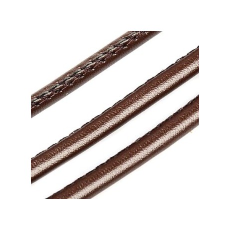 Randsyet  / kantsyet brun IMIT læder 6 mm - 1 m - SUPERTILBUD