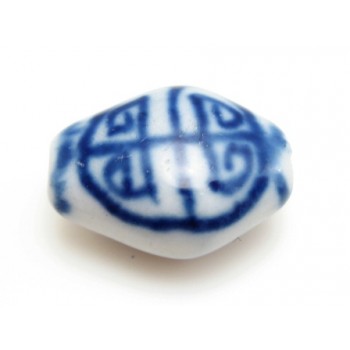 Blå håndlavet porcelæns perle 16 /2 mm