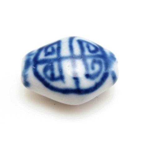 Blå håndlavet porcelæns perle 16 /2 mm