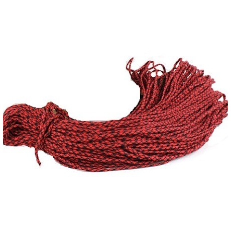 Faldskærmsline 4 mm rød / sort TWEED -  1 m løbende
