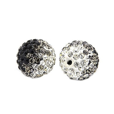 Rhinstens perle 10 mm - sort / klare stene  - EKSKLUSIV