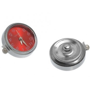 Tryk knap ur sølv / rød