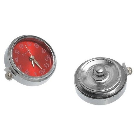 Tryk knap ur sølv / rød