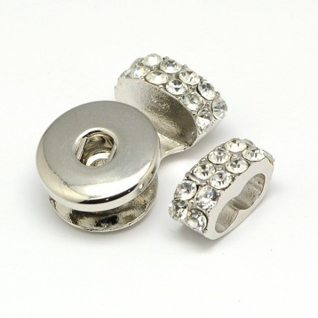 Tryk knap lås sølv med stene