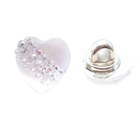 Hjerte knap med stene 11,5 / 2,7 mm