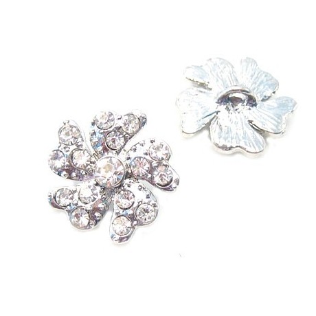 Smuk sølv blomster knap med stene 18 / 2,7 mm
