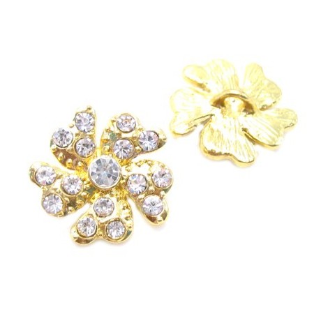 Smuk Guld  blomster knap med stene 18 / 2,7 mm