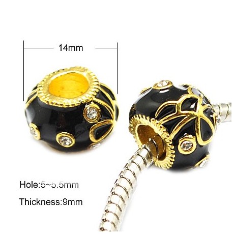 Sort emalje led med stene guld - 14 / 5 mm