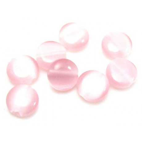 Cat eye perle 8 mm flad - rosa - 8 stk