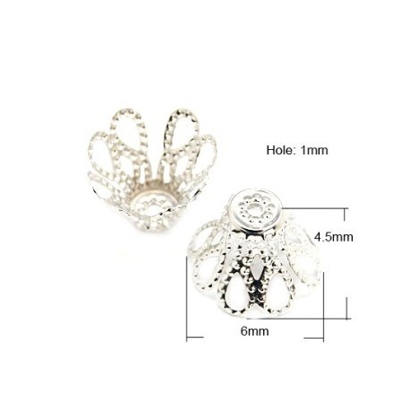 Filligran kupler 6 x 4,5 mm sølv - 20 stk