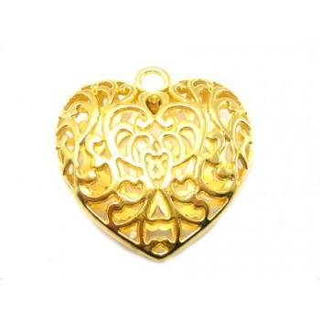 Kæmpe hjerte 52 mm guld