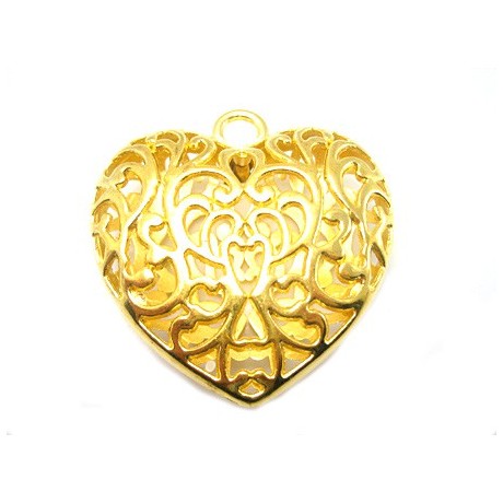 Kæmpe hjerte 52 mm guld