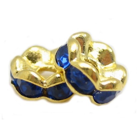 Guld rondel 6mm - blå - 4 stk