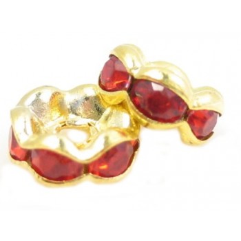 Guld rondel 6mm - rød - 4 stk