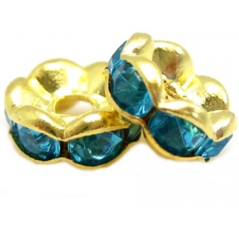 Guld rondel 6 mm - turkis -...