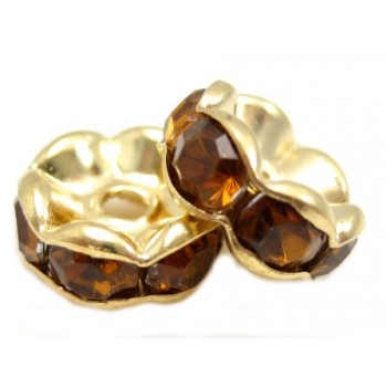 Guld rondel 8mm - brune...