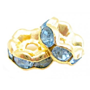 Guld rondel 6mm - isblå - 4...