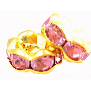 Guld rondel 6mm - Fuchsia -...