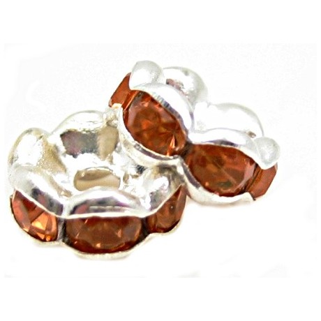 Sølv fs rondel 6 mm - orange - 4 stk.