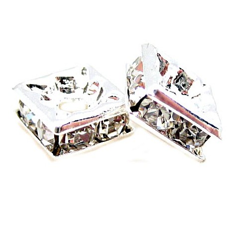 Firkantet fs rondel klare stene 6 mm -4 stk