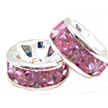 Sølv fs rondel 8mm - rosa...