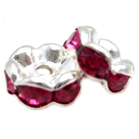 Sølv fs rondel 8mm - pink - 2 stk