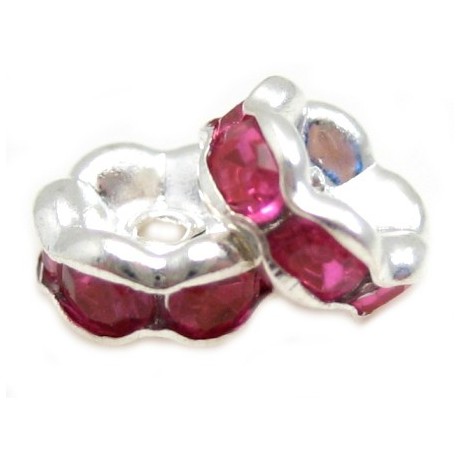 Sølv fs rondel 6mm - lys pink - 4 stk