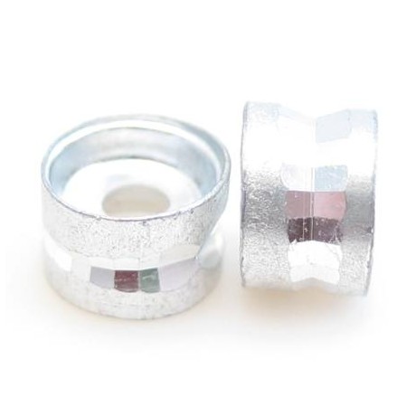 Sølv metal perle med skåret ring 6 mm - 10 stk