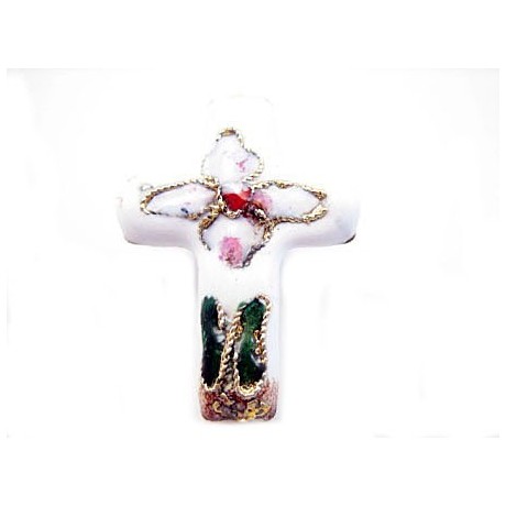 Cloisonne kors hvid - 2 STK