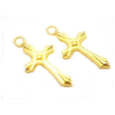 Kors i guld plate 22 mm - 2 stk