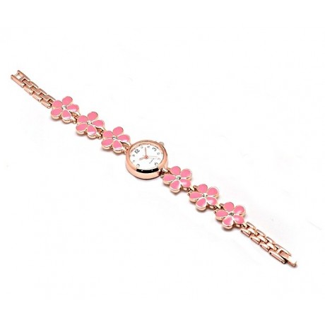 Rosenguld, rosa blomster og stene