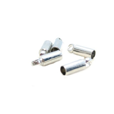 Enderør messing med sølv 2mm mål - 6 stk