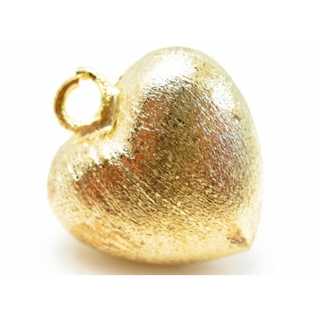 Børstet guld hjerte 18 x 20 mm