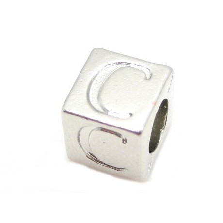 Bogstav  7,5 x 7,5 / 4,5 mm - sølv belagt - C