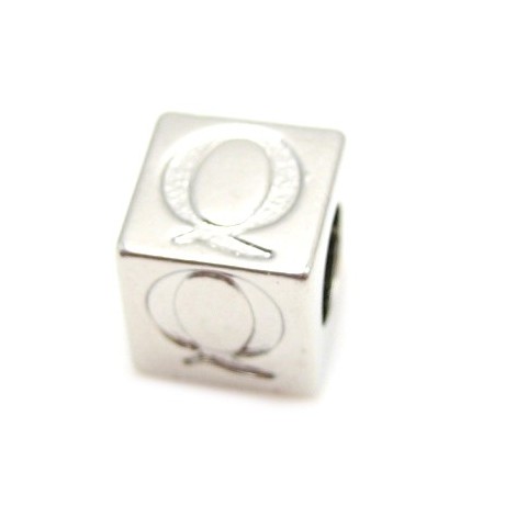 Bogstav  7,5 x 7,5 / 4,5 mm - sølv belagt - Q