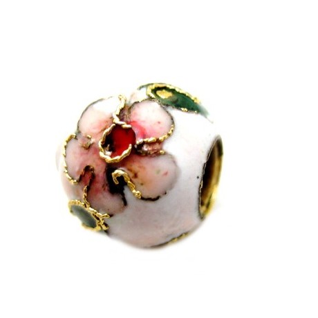 Cloisonne med stort hul HVID 12/4 mm