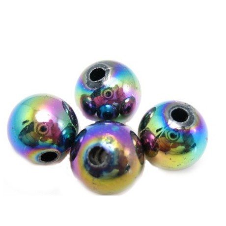 Regnbue perle 6 mm - 8 stk