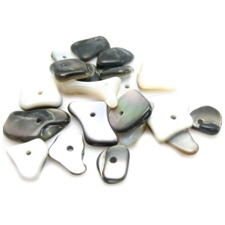Sten chips sort og hvid 6 ~18 mm  - 20 stk
