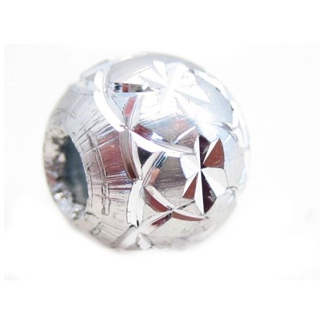 Diamant skåret rund sølv perle 8/ 3mm - 3 stk