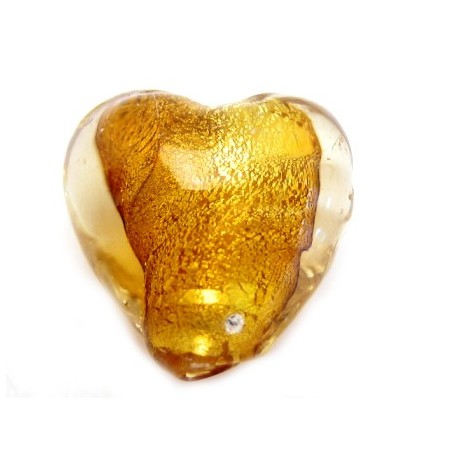 Glas hjerte brun 12 mm - 2 stk