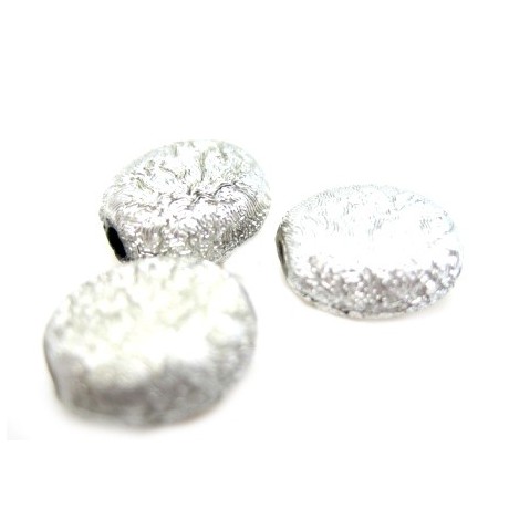 Silkebørstet oval flad sølv 8 mm - 6 stk