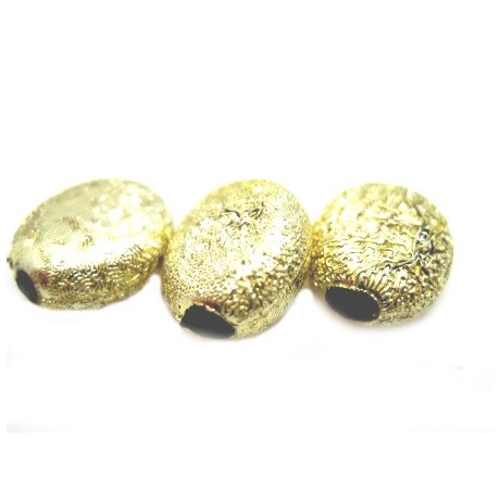 Silkebørstet oval flad guld 8 mm - 6 stk