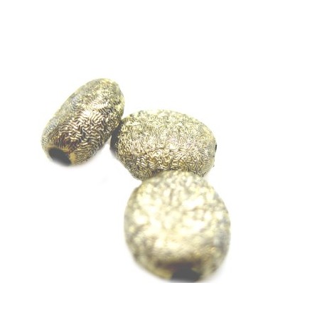 Silkebørstet oval flad guld brun 8mm - 6 stk