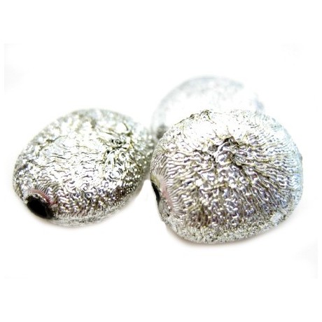 Silkebørstet oval flad sølv 12 mm - 3 stk