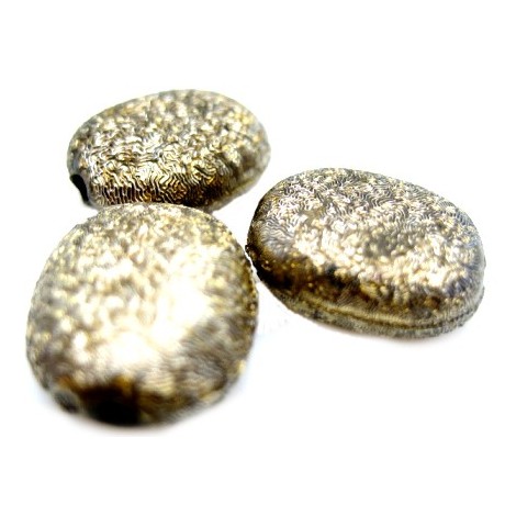 Silkebørstet guld brun oval flad 12 mm-  3 stk