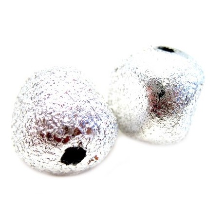 Silkebørstet sølv 12 mm - 2 stk